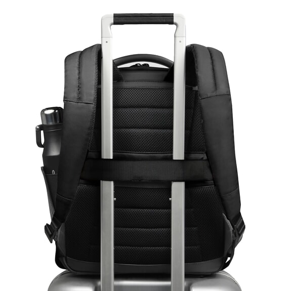 WOLLEM 14" mixed leather laptop backpack Black - Laptop backpacks