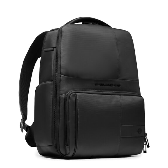 WOLLEM 14" mixed leather laptop backpack Black - Laptop backpacks