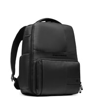 PIQUADRO WOLLEM 14" mixed leather laptop backpack Black - Laptop backpacks - 3