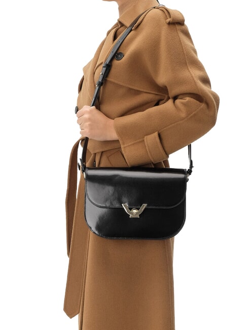 CAMPIONARIO - DEW SHINY CALF Brushed leather shoulder bag Black - Women&rsquo;s Bags
