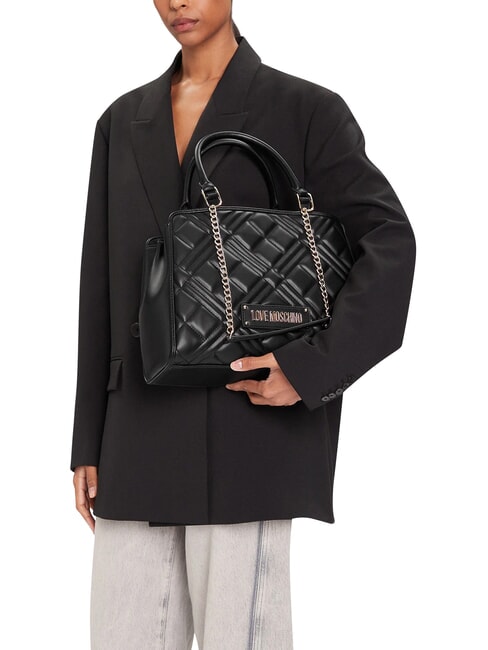 QUILTED Handbag, with chain shoulder strap Black - Women&rsquo;s Bags