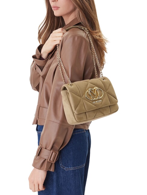 EMBOSSED Mini shoulder bag, with chain sand - Women&rsquo;s Bags