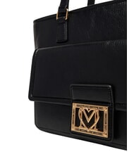 LOVE MOSCHINO EMBOSSED Shopping bag, double portability Black - Women&rsquo;s Bags - 5