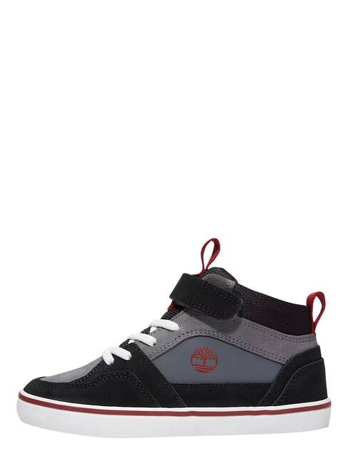 STONE JUMP MID Mixed leather sneakers dark gray suede - Baby Shoes