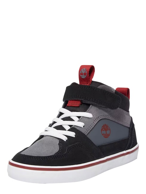 STONE JUMP MID Mixed leather sneakers dark gray suede - Baby Shoes