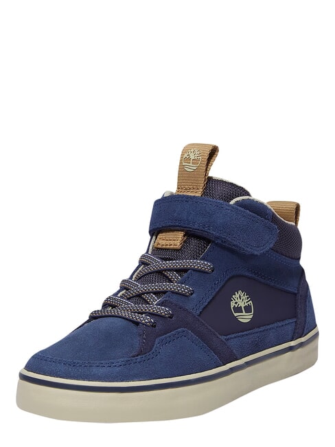 STONE JUMP MID Mixed leather sneakers dark blue - Baby Shoes