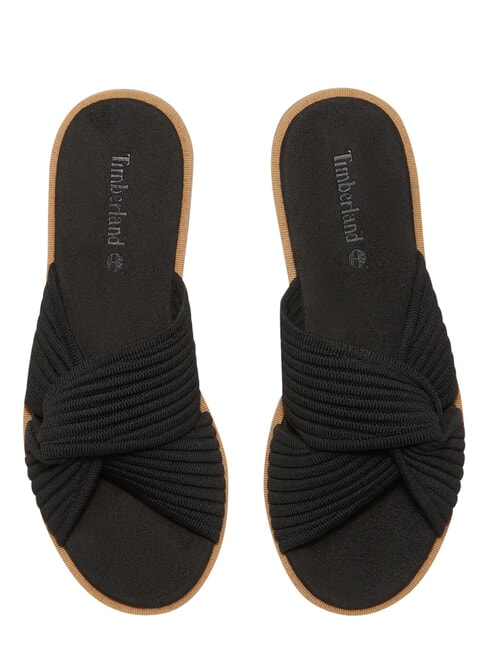 CALISTA BAY Mixed leather sandals black knit - Women&rsquo;s shoes