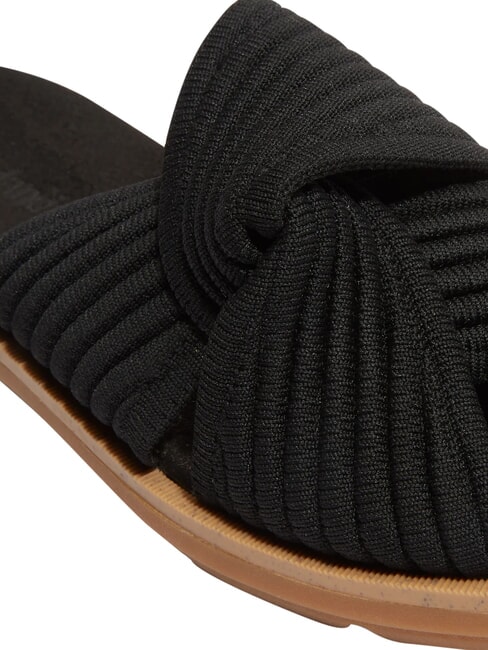 CALISTA BAY Mixed leather sandals black knit - Women&rsquo;s shoes