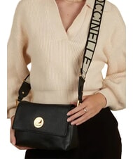 COCCINELLE CAMPIONARIO - LIYA SIGNATURE Hammered leather shoulder bag Black - Women&rsquo;s Bags - 5