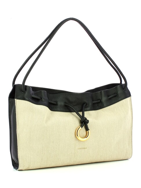 CAMPIONARIO - ISABELA CANVAS Canvas and leather hobo bag natural / noir - Women&rsquo;s Bags