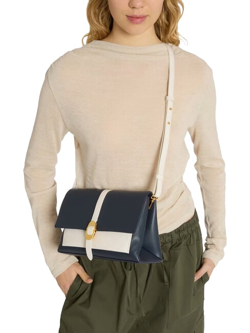 CAMPIONARIO - DORIAN BICOLOR Leather shoulder bag midnig.b/blanco - Women&rsquo;s Bags
