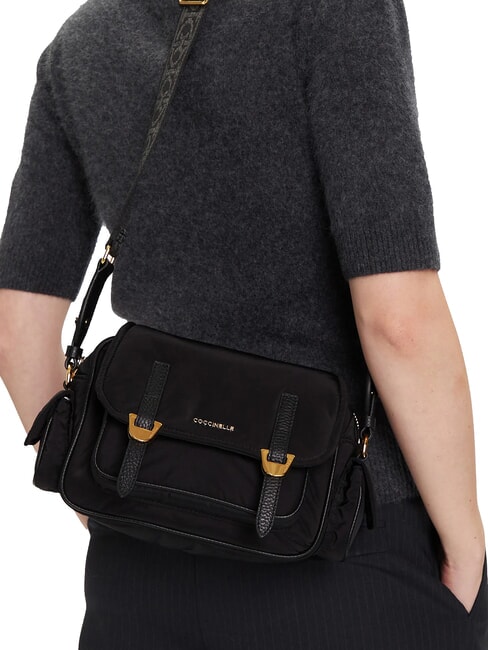 CAMPIONARIO - CAMPUS PUFFY NY Nylon and leather shoulder bag Black - Women&rsquo;s Bags