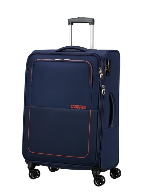 AIR WAVE Medium Trolley, Expandable navy/orange - Semi-rigid Trolley Cases