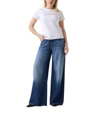 GUESS STUDS SCRIPT Short-sleeved T-shirt purwhite - T-shirt - 4