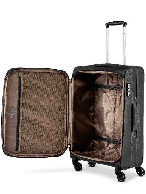 HEXA SOFT Medium Trolley, Expandable Black - Semi-rigid Trolley Cases
