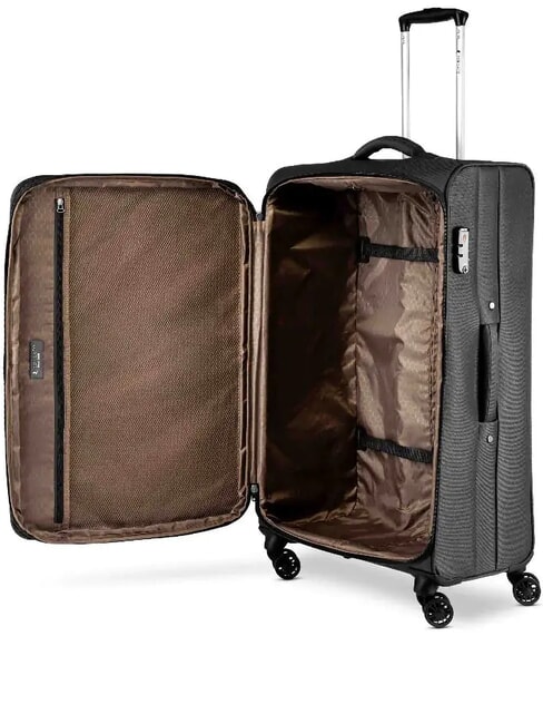 HEXA SOFT Large, expandable trolley Black - Semi-rigid Trolley Cases