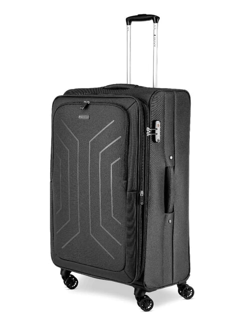 HEXA SOFT Large, expandable trolley Black - Semi-rigid Trolley Cases