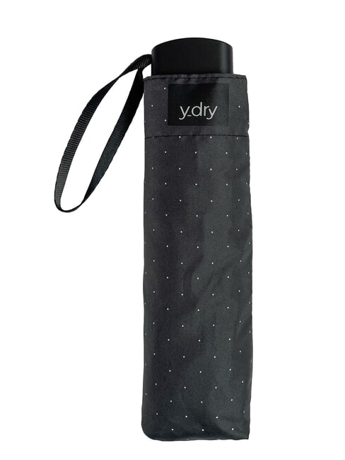 FAIR Manual umbrella, flat handle dark black polka dots - Umbrellas