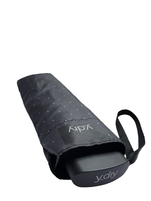 FAIR Manual umbrella, flat handle dark black polka dots - Umbrellas