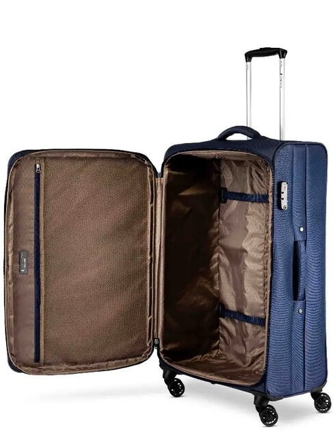 HEXA SOFT Large, expandable trolley blu navy - Semi-rigid Trolley Cases