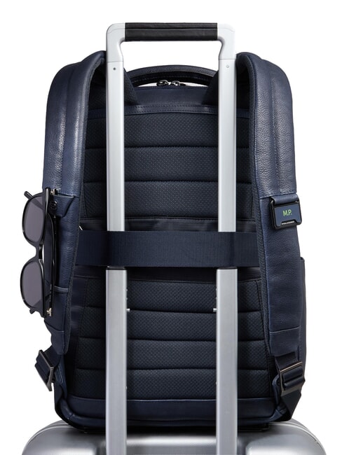 CRONUS 14" laptop backpack, in leather blue - Laptop backpacks