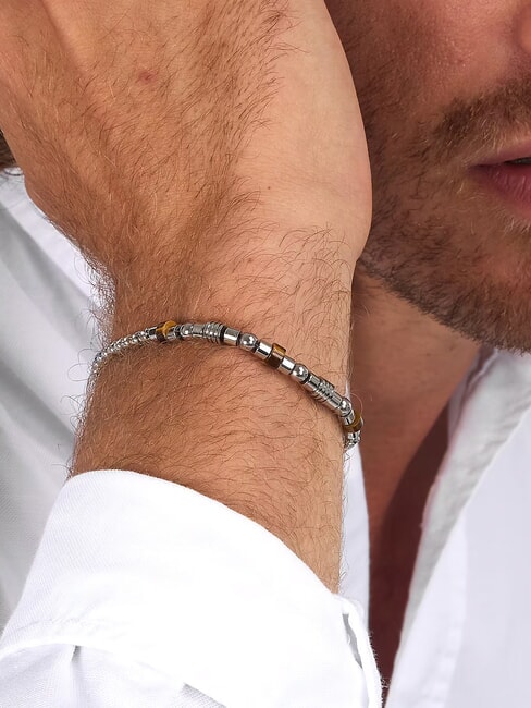 PIETRE Steel and gem bracelet STEEL - Men's Bracelets