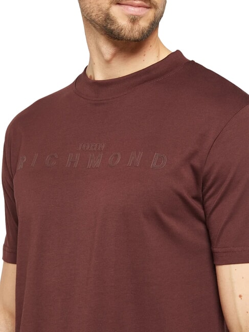 SOULOKU T-shirt with embossed logo bitter chocolate - T-shirt