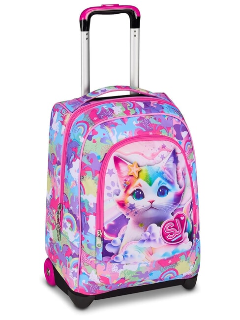 CUCCIOLI 2-wheel trolley backpack, fixed fuxiafluo - Backpack trolleys