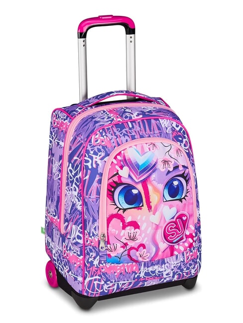 FACCE DA SJ Trolley Backpack BLACK STRIPED FOREST - Backpack trolleys