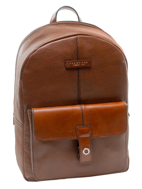 BIAGIO Leather backpack, 13" laptop holder brown 14/ruthenium palladium - Backpacks & School and Leisure