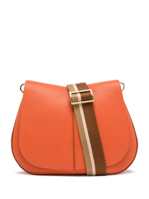 HELENA ROUND Leather bag with double shoulder strap coral - Women&rsquo;s Bags