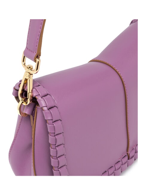 HELENA ROUND Leather bag with flap argyle purple - Women&rsquo;s Bags