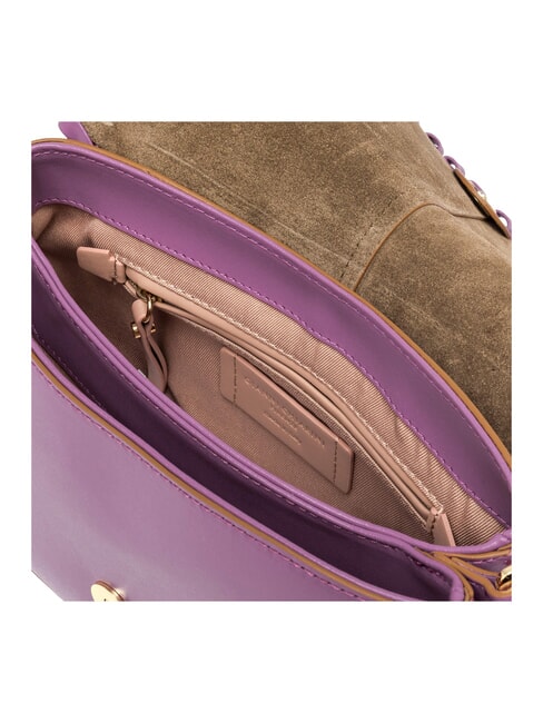 HELENA ROUND Leather bag with flap argyle purple - Women&rsquo;s Bags