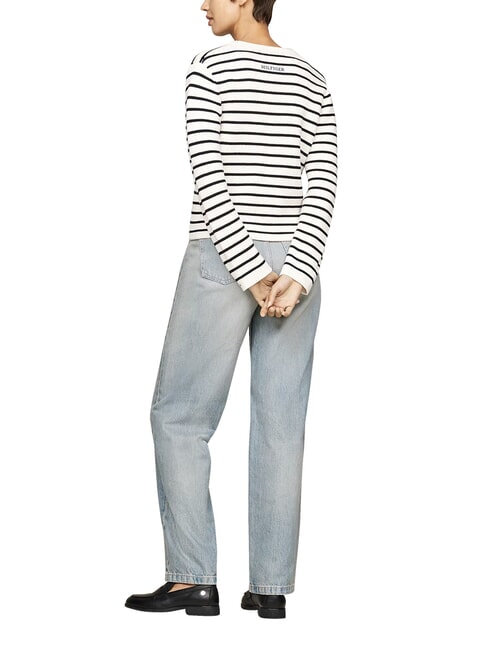 TH Cotton cardigan, long sleeves breton stp/ ivory petal/ desert sky - Women's Sweaters