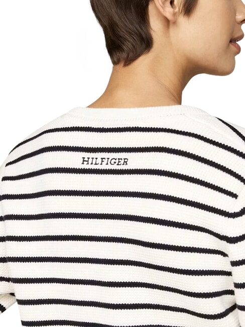 TH Cotton cardigan, long sleeves breton stp/ ivory petal/ desert sky - Women's Sweaters