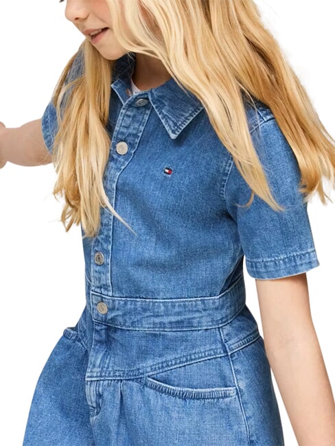 TH Girls' short-sleeved denim dress ltweightdenim - Little Girls' Dresses