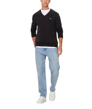 TOMMY HILFIGER TH JEANS  Cotton V-neck sweater black - Men's Sweaters - 3
