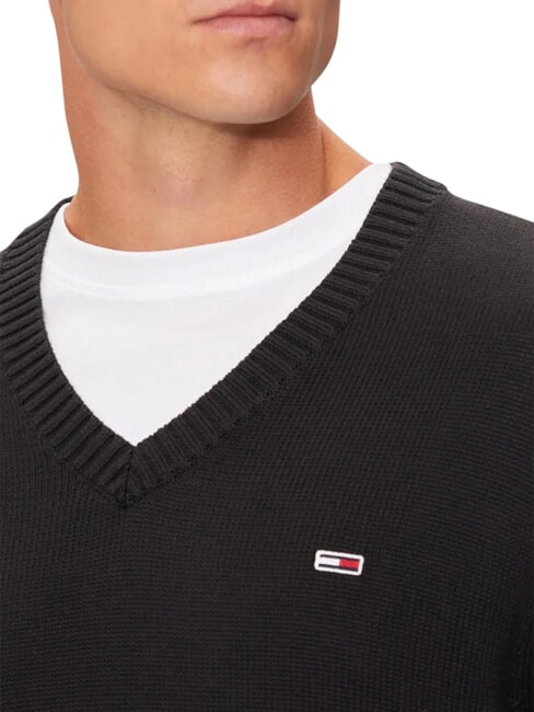 TH JEANS  Cotton V-neck sweater black - Men's Sweaters