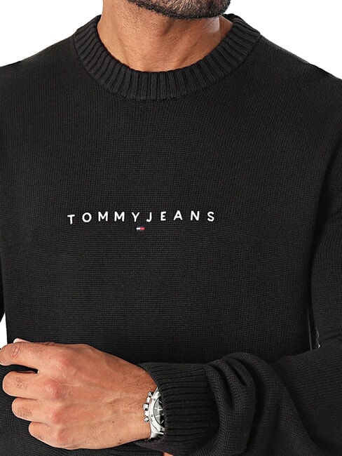 TH JEANS Crew neck cotton sweater black - Men's Sweaters