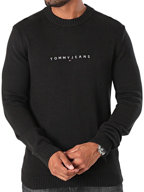 TH JEANS Crew neck cotton sweater black - Men's Sweaters