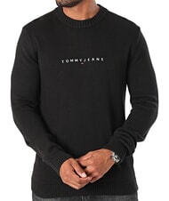 TOMMY HILFIGER TH JEANS Crew neck cotton sweater black - Men's Sweaters - 4
