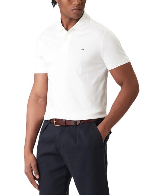 TH Short-sleeved polo shirt with collar ribbon optical white - Polo shirt