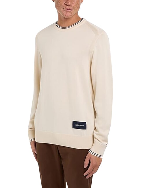 TH Crew neck cotton sweater ancient white - Men's Sweaters