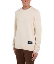 TOMMY HILFIGER TH Crew neck cotton sweater ancient white - Men's Sweaters - 3