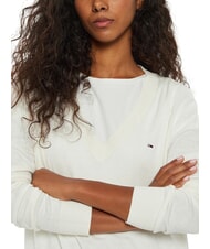 TOMMY HILFIGER TH JEANS V-neck sweater ancient white - Women's Sweaters - 4