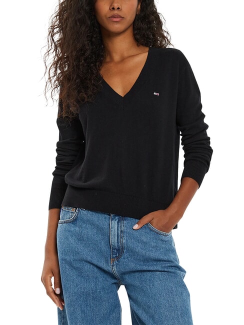 TH JEANS V-neck sweater black - Women's Sweaters