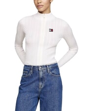 TOMMY HILFIGER TH JEANS Full zip sweater ancient white - Women's Sweaters - 2