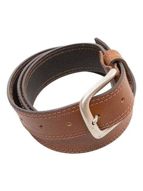 DOUBLE STITCHING Shortenable leather belt cognac - Belts