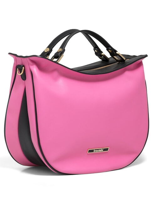 JASMINE  Handbag, with shoulder strap, in leather fuchsia/black - Women&rsquo;s Bags