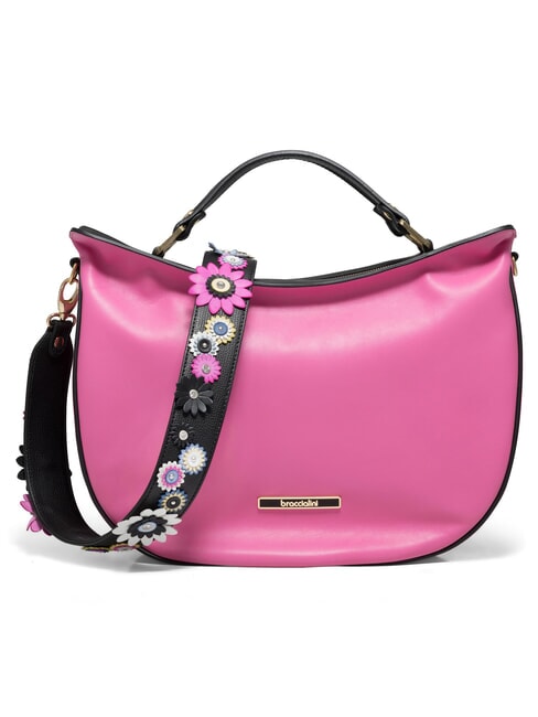 JASMINE  Handbag, with shoulder strap, in leather fuchsia/black - Women&rsquo;s Bags